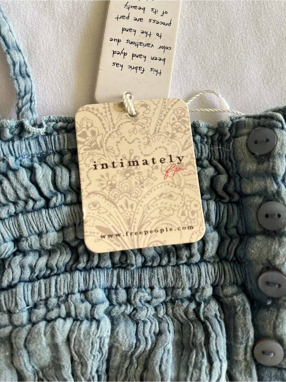 Free People Small NWT Washed Slate Smocked Romper